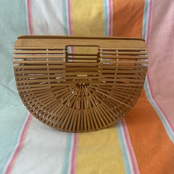 Bamboo crescent ark moon clutch purse handbag - Picture 3 of 8